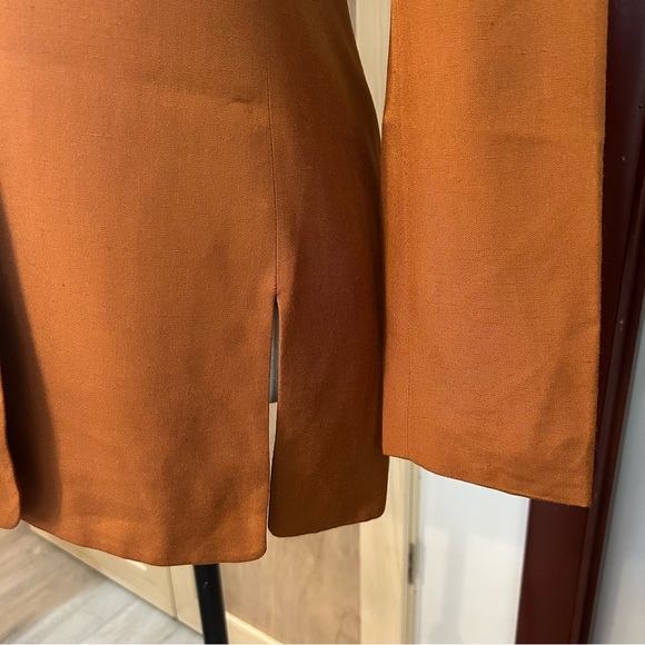 Vintage Alternatives by Tahari Silk Blend Collarless Jacket Blazer Brown Size 2 - Picture 5 of 14